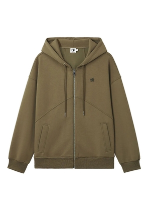 b+ab zip-front logo-detail hoodie - Green