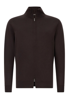 Boggi Milano full-zip merino wool cardigan - Brown
