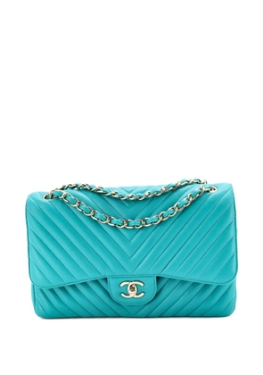 CHANEL Pre-Owned Classic Double Flap Bag Chevron Lambskin Jumbo shoulder bag - Blue