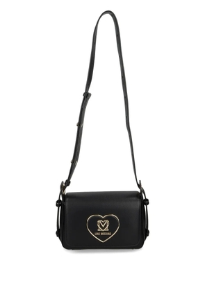 Love Moschino logo-plaque faux-leather shoulder bag - Black