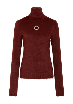 Rabanne eyelet-detail long-sleeves sweater - P213 RED