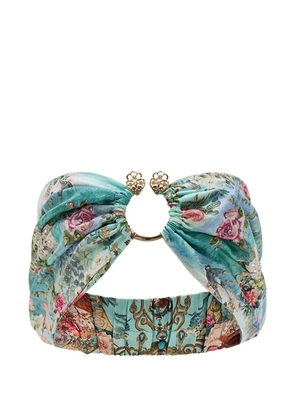 Camilla ring-detail floral-pattern headband - Blue