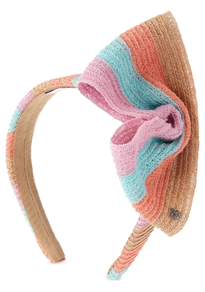 Maison Michel Beth striped straw headband - Pink