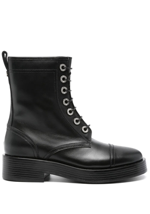 Casadei leather combat boots - Black