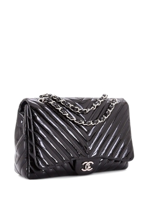 CHANEL Pre-Owned Classic Single Flap Bag Chevron Patent Jumbo shoulder bag - Black