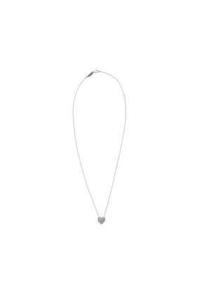 Suzanne Kalan 18kt white gold small angel diamond heart necklace - Silver