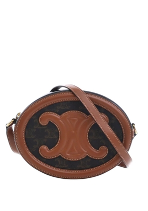 Celine Pre-Owned 2023 Triomphe Coated Canvas Cuir Triomphe Oval crossbody bag - Brown