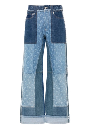 Marine Serre patchwork straight-leg jeans - Blue