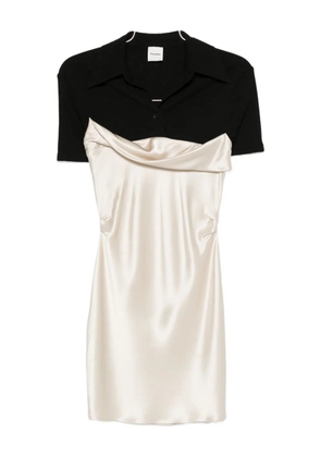 Nanushka satin-paneled mini dress - Neutrals