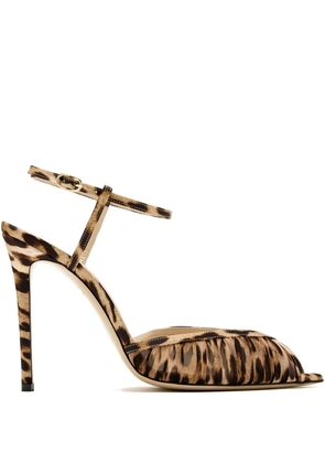 Andrea Wazen 105mm Katy pleated ankle-strap sandals - Neutrals