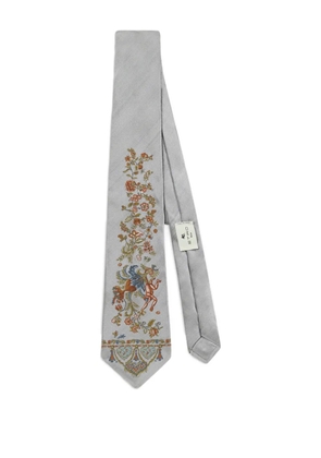 ETRO jacquard flora fauna motif tie - Grey
