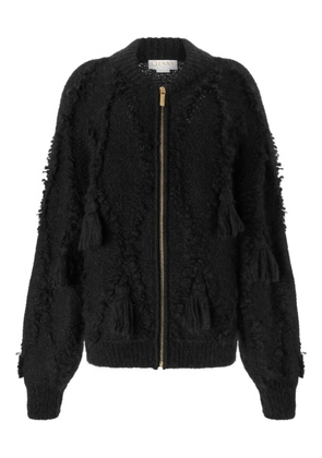 Genny tassel-embellished zip-front cardigan - Black