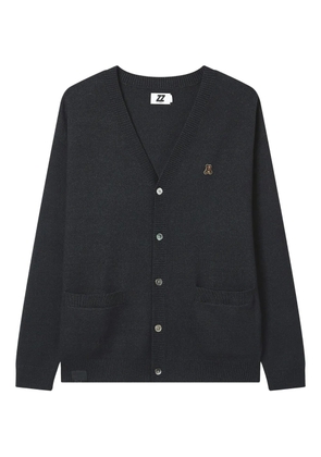 izzue buttoned bear-emblem cardigan - Black