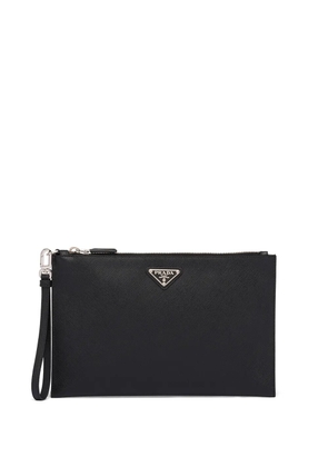 Prada logo plaque clutch - Black