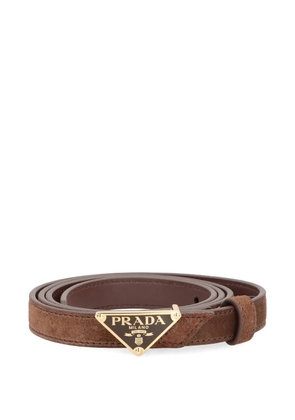 Prada triangular buckle leather belt - Brown