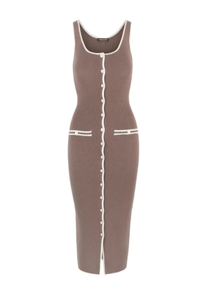 Manière De Voir Daphne ribbed button-front midi dress - Brown