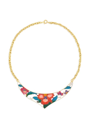 Susan Caplan Vintage 1980s cloisonné floral necklace - Gold