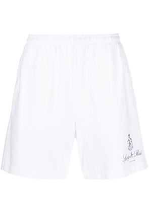 Sporty & Rich logo-print cotton track shorts - White