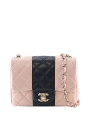 CHANEL Pre-Owned 2021-2025 Mini Square Classic Bi Stripe Lambskin Single Flap crossbody bag - Pink