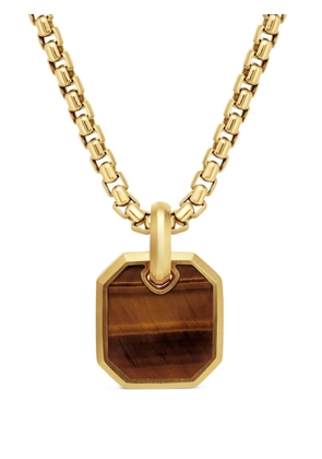 David Yurman 18kt yellow gold Roman tiger eye amulet (15mm) - Brown