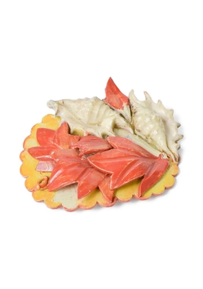 Vintage 1980s leaves brooch - Red