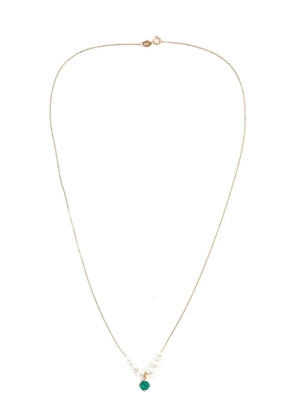YI Collection 18K yellow gold Gaia pearl and emerald necklace