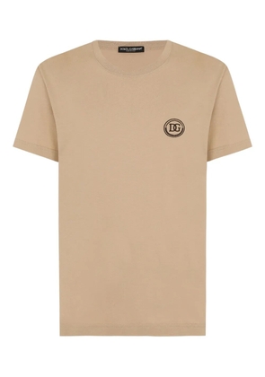 Dolce & Gabbana crew-neck embroidered-logo T-shirt - Neutrals