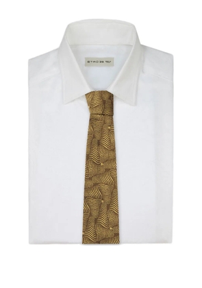ETRO wave-pattern silk tie - Yellow