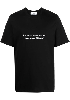 MSGM slogan-print cotton T-shirt - Black