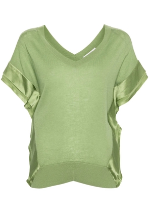 Dorothee Schumacher glossy-appliqué short-sleeved knitted top - Green