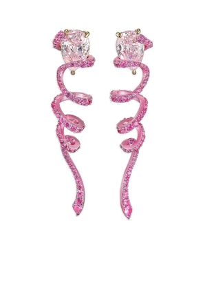 Anabela Chan 14K rose gold and 18K rose gold vermeil Ribbon Twirl sapphire earrings - Pink