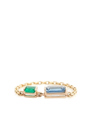 YI Collection 18K yellow gold topaz and emerald chain ring