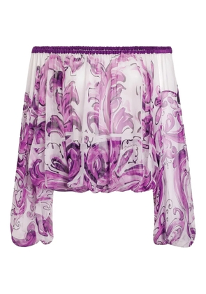 Dolce & Gabbana graphic-print silk blouse - White