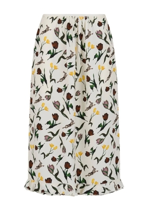 Marni floral-print midi skirt - White