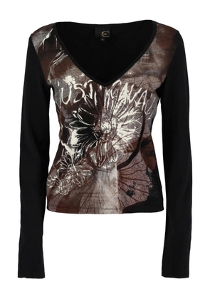 Just Cavalli sunflower-print T-shirt - Black