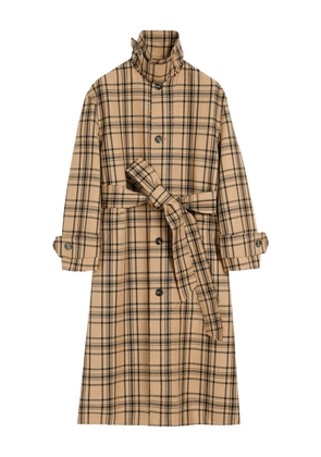 AMI Paris checked belted wool trench coat - Brown