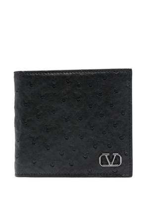 Valentino Garavani ostrich-effect leather wallet - Black