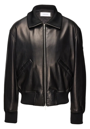 Ferragamo high-neck zipped leather jacket - Black