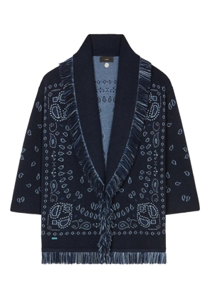 Alanui paisley-jacquard fringe coat - Blue