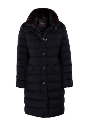 Moorer quilted faux fur-collar coat - Blue