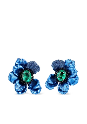 Anabela Chan 18kt white gold Poppy emerald and sapphire earrings - Blue