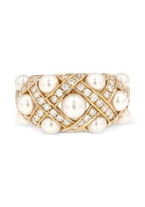 CHANEL Pre-Owned 2000's Baroque diamond pearl ring - Gold