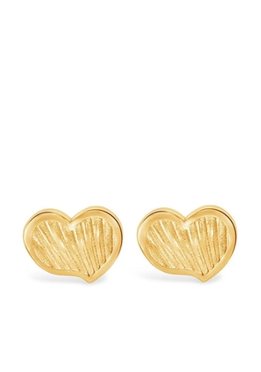 DOWER AND HALL Humbug Heart Studs ribbed earrings - Gold