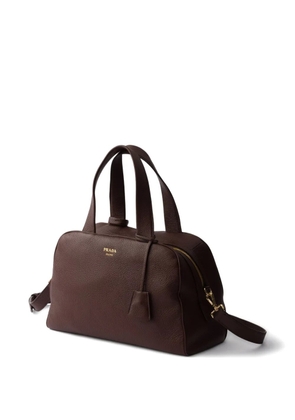Prada large leather top-handle tote bag - Brown