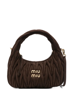 Miu Miu Wander matelassé suede tote bag - Brown