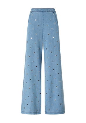 PINKO grommet-embellished palazzo pants - Blue