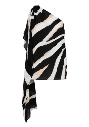 Elie Saab zebra-print silk top - Black