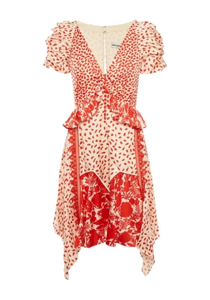 Self-Portrait satin all-over-print dress - Neutrals