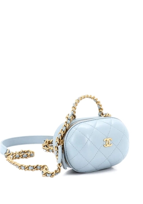 CHANEL Pre-Owned CC Bubble Top Handle Vanity Case with Chain Quilted Lambskin Small satchel - Blue