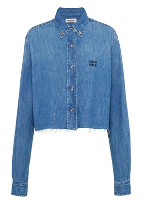 Miu Miu embroidered-logo denim shirt - Blue